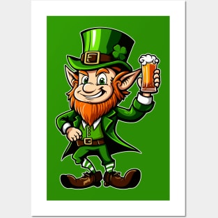 Beer Drinking Leprechaun for St Pattys Day by gnarly Posters and Art